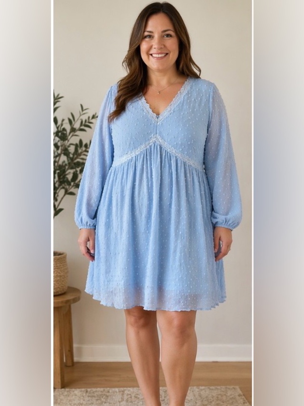 Jasambac Woman’s light Blue Swiss dot dress